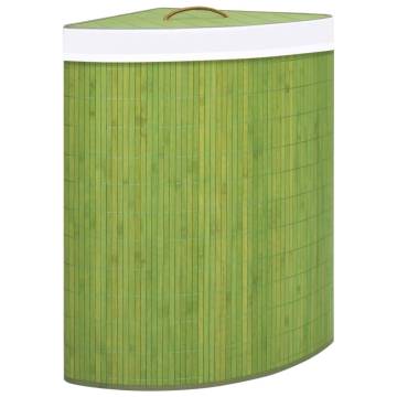 Bamboo Corner Laundry Basket Green 60L - Stylish Storage