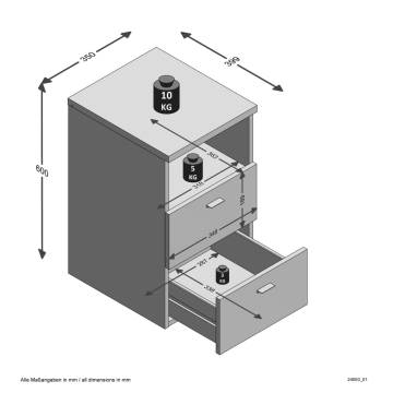 FMD Bedside Table with 2 Drawers - High Gloss White | Hipomarket