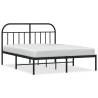 Metal Bed Frame with Headboard Black 140x200 cm