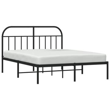 Metal Bed Frame with Headboard Black 140x200 cm