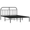 Metal Bed Frame with Headboard Black 140x200 cm