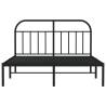 Metal Bed Frame with Headboard Black 140x200 cm