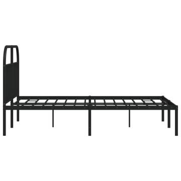 Metal Bed Frame with Headboard Black 140x200 cm