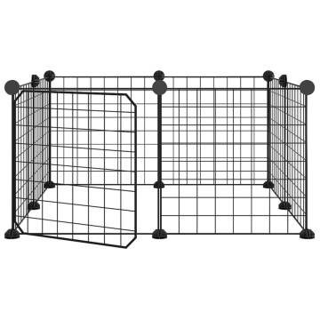 8-Panel Pet Cage with Door - Spacious & Durable Black Cage