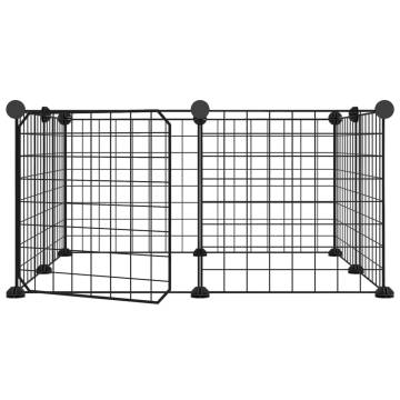 8-Panel Pet Cage with Door - Spacious & Durable Black Cage