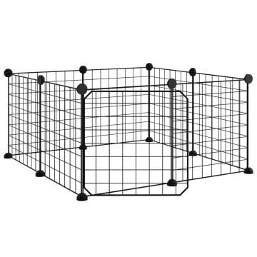 8-Panel Pet Cage with Door - Spacious & Durable Black Cage