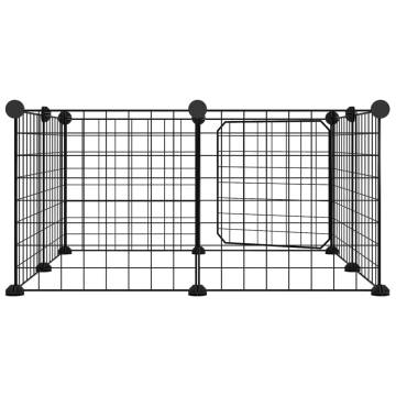 8-Panel Pet Cage with Door - Spacious & Durable Black Cage