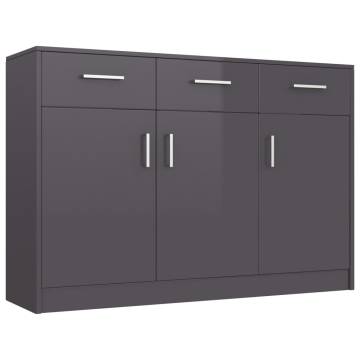 High Gloss Grey Sideboard 110x30x75 cm | Stylish Storage Solution