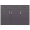 High Gloss Grey Sideboard 110x30x75 cm | Stylish Storage Solution