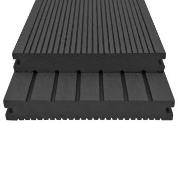 WPC Solid Decking Boards 16 m² 2.2 m Black – Durable & Stylish