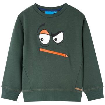 Kids' Dark Green Sweatshirt (Size 128) - Fun & Comfy