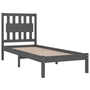 Grey Solid Wood Pine Bed Frame 90x200 cm - Stylish & Sturdy