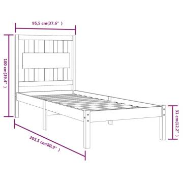 Grey Solid Wood Pine Bed Frame 90x200 cm - Stylish & Sturdy