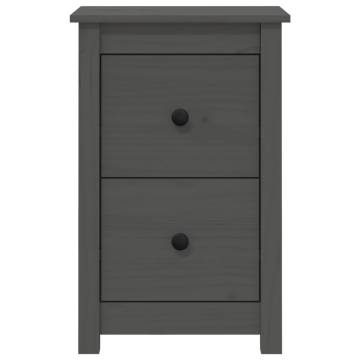 Classic Grey Bedside Cabinets - 2 pcs Solid Pine Wood