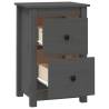 Classic Grey Bedside Cabinets - 2 pcs Solid Pine Wood