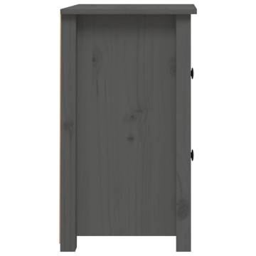 Classic Grey Bedside Cabinets - 2 pcs Solid Pine Wood