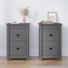 Classic Grey Bedside Cabinets - 2 pcs Solid Pine Wood