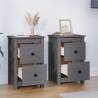 Classic Grey Bedside Cabinets - 2 pcs Solid Pine Wood