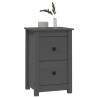 Classic Grey Bedside Cabinets - 2 pcs Solid Pine Wood