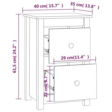 Classic Grey Bedside Cabinets - 2 pcs Solid Pine Wood