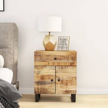 Stylish Bedside Cabinet - Solid Mango Wood & Metal Legs