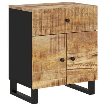 Stylish Bedside Cabinet - Solid Mango Wood & Metal Legs