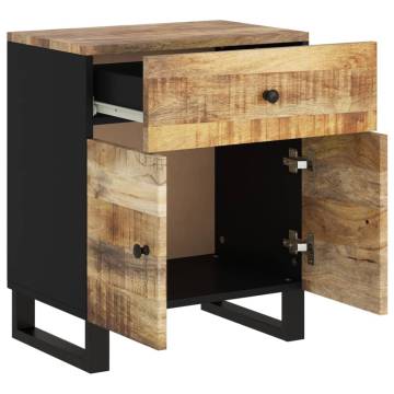 Stylish Bedside Cabinet - Solid Mango Wood & Metal Legs