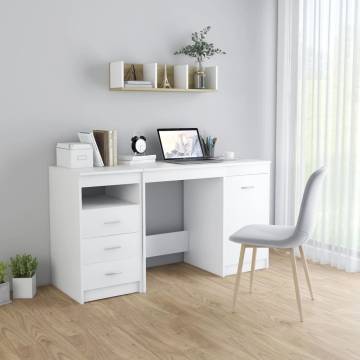 Modern White Desk 140x50 cm - Engineered Wood | HipoMarket