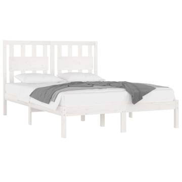 White Solid Wood Pine Bed Frame 140x200 cm - Hipomarket