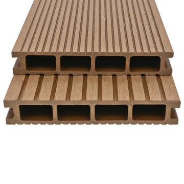 WPC Hollow Decking Boards - 36 m² Teak with Accessories