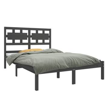 Grey Solid Wood Bed Frame 140x190 cm - Stylish & Sturdy Design