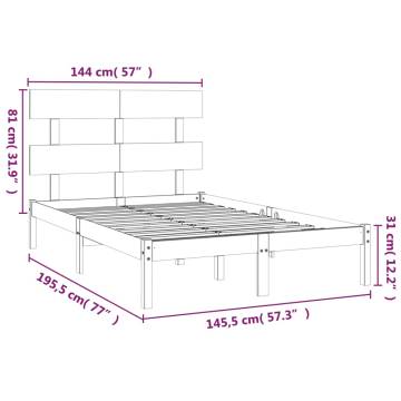 Grey Solid Wood Bed Frame 140x190 cm | Hipomarket UK