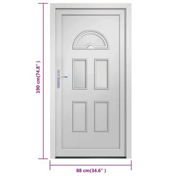 Front Door White 88x190 cm PVC - Secure & Elegant Design