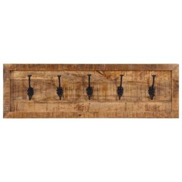 Wall-mounted Coat Rack with 5 Hooks | Solid Mango Wood
