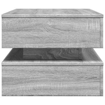 Modern Coffee Table with LED Lights - Grey Sonoma 90x50 cm