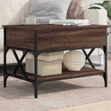 Elegant Brown Oak Coffee Table - Engineered Wood & Metal | HipoMarket