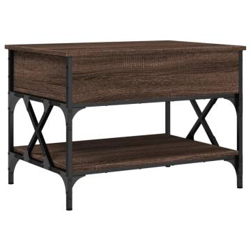 Elegant Brown Oak Coffee Table - Engineered Wood & Metal | HipoMarket