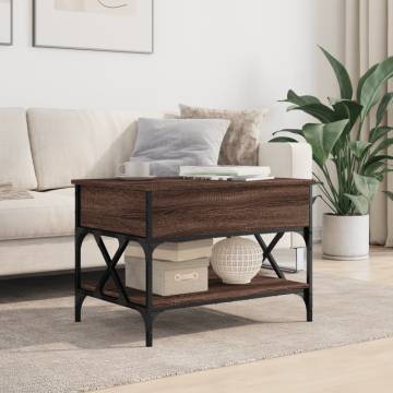 Elegant Brown Oak Coffee Table - Engineered Wood & Metal | HipoMarket