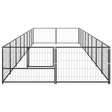 Durable 16 m² Black Steel Dog Kennel - Secure & Spacious