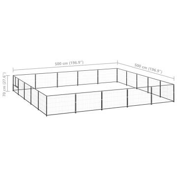 Dog Kennel Black 25 m² Steel - Durable Outdoor Pet Enclosure