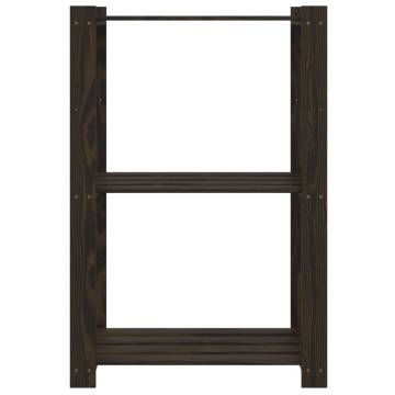 3-Tier Black Storage Rack - Solid Pine Wood 60x38x90 cm