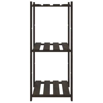 3-Tier Black Storage Rack - Solid Pine Wood 60x38x90 cm