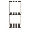 3-Tier Black Storage Rack - Solid Pine Wood 60x38x90 cm