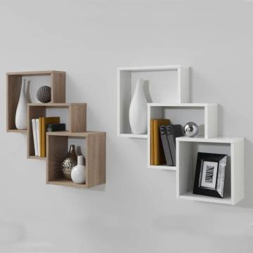 FMD Wall-Mounted Shelf - 3 Compartments in White