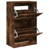 Shoe Cabinet Smoked Oak - 60x34x96.5 cm Engineered Wood