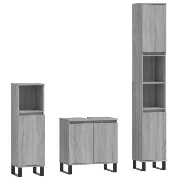 3 Piece Grey Sonoma Bathroom Furniture Set | Hipomarket