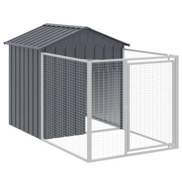 Durable Anthracite Dog House with Roof & Run | HipoMarket