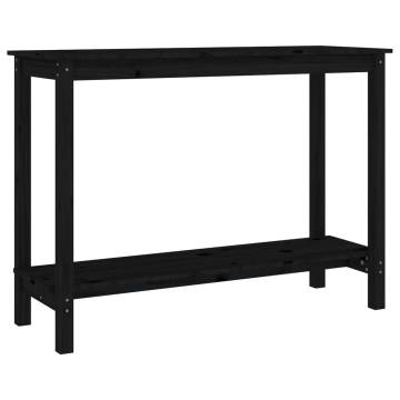 Console Table Black - Solid Pine Wood 110x40x80 cm | Hipo Market