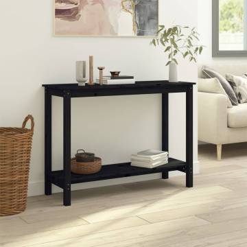 Console Table Black - Solid Pine Wood 110x40x80 cm | Hipo Market