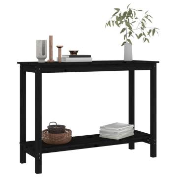 Console Table Black - Solid Pine Wood 110x40x80 cm | Hipo Market